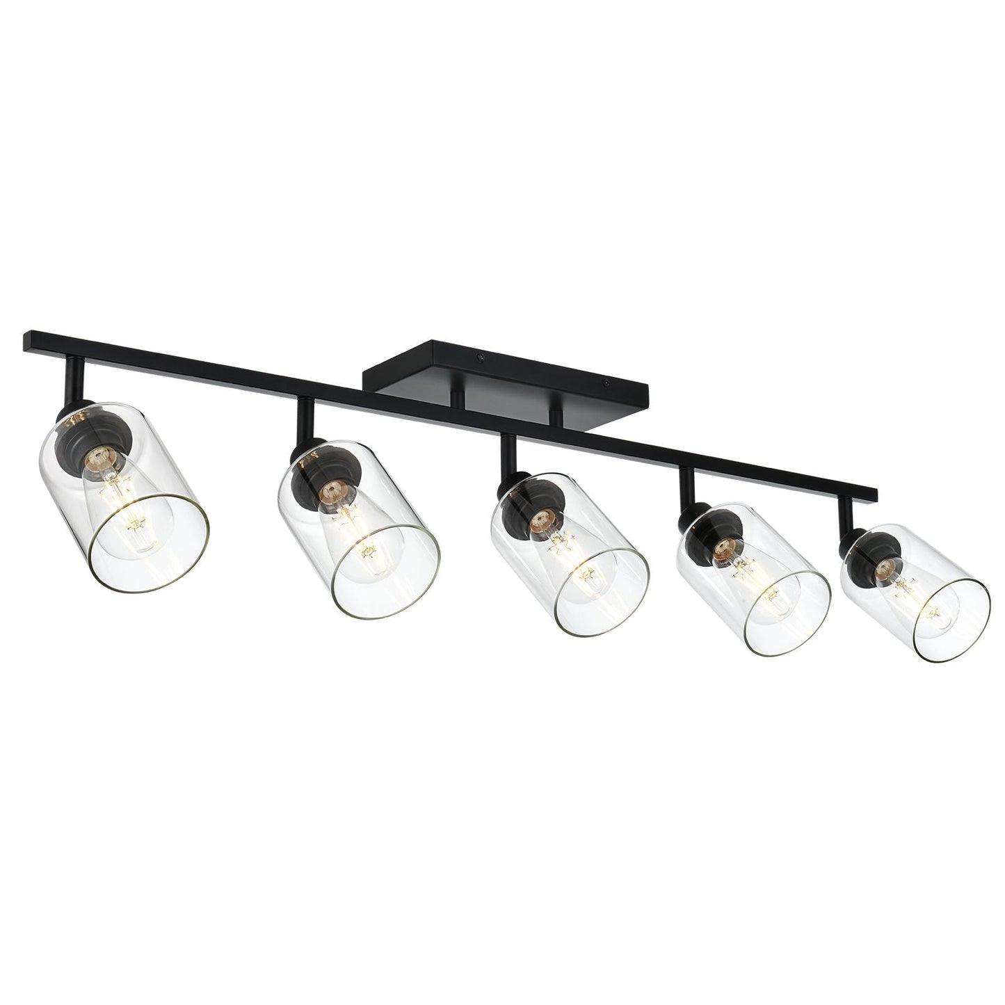 5 - Light Vanity Light Bathroom Fixture with Clear Glass Shade Multi - Directional Rotating Metal Ceiling Spotlight Fixture with Adjustable Track Heads - DelightsDownSouth