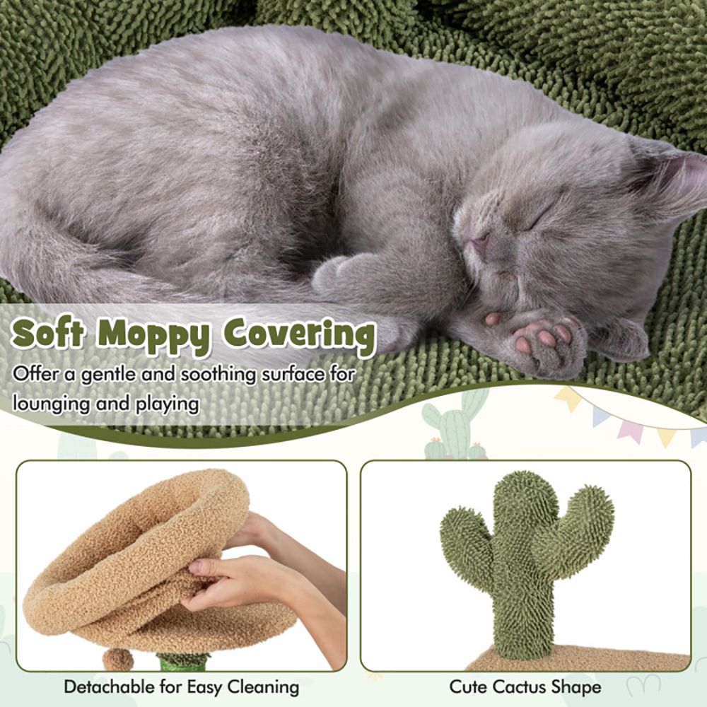 59 Inch Multilevel Cactus Kitty Activity Center with Scratching Posts Toy - DelightsDownSouth
