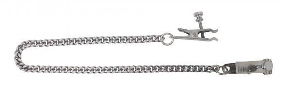 Adjustable Duck Bill Nipple Clamps With Jewel Chain Silver - DelightsDownSouth