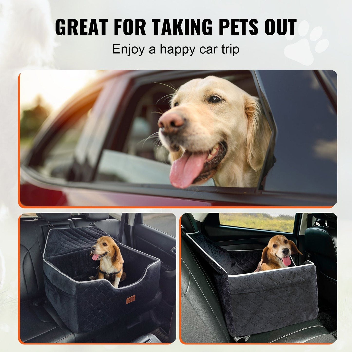 Deluxe Pet Booster Seat for Cars with Clip - On Safety Leash, Perfect for Medium and Large Dogs, Black - DelightsDownSouth