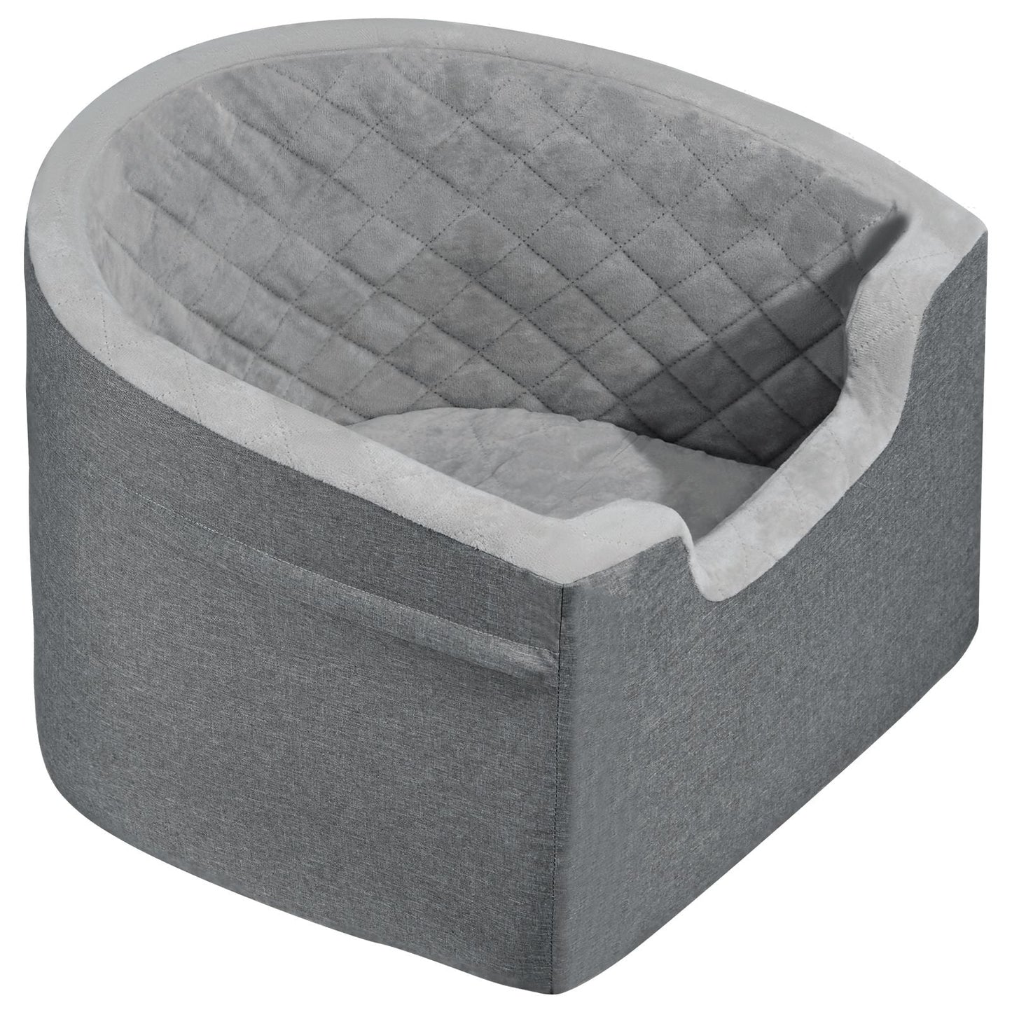 Dog Car Seat, Waterproof Dog Booster Seat for Car with A Storage Pocket, Clip - On Safety Leash and Sponge Filling, Dog Car Bed for Small & Medium Dog up to 55lbs, Gray - DelightsDownSouth