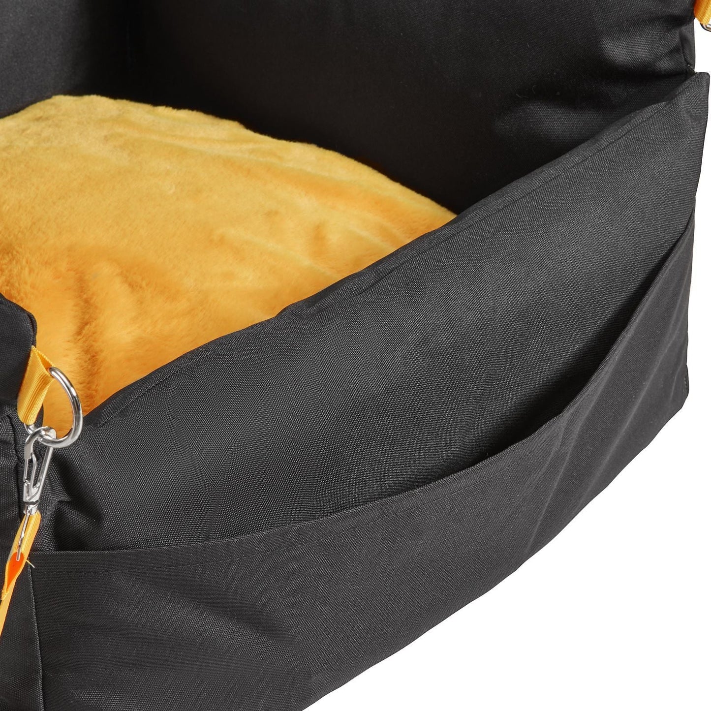 Dog Car Seat, Waterproof Dog Booster Seat for Car with Side Handles and A Storage Pocket, Clip - On Safety Leash and PP Cotton Filling, Dog Car Bed for Small Dog up to 25lbs, Black - DelightsDownSouth
