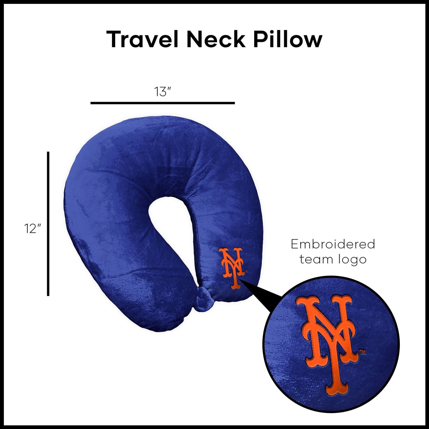 MLB New York Mets Applique Neck Pillow 12x13 Inches - DelightsDownSouth