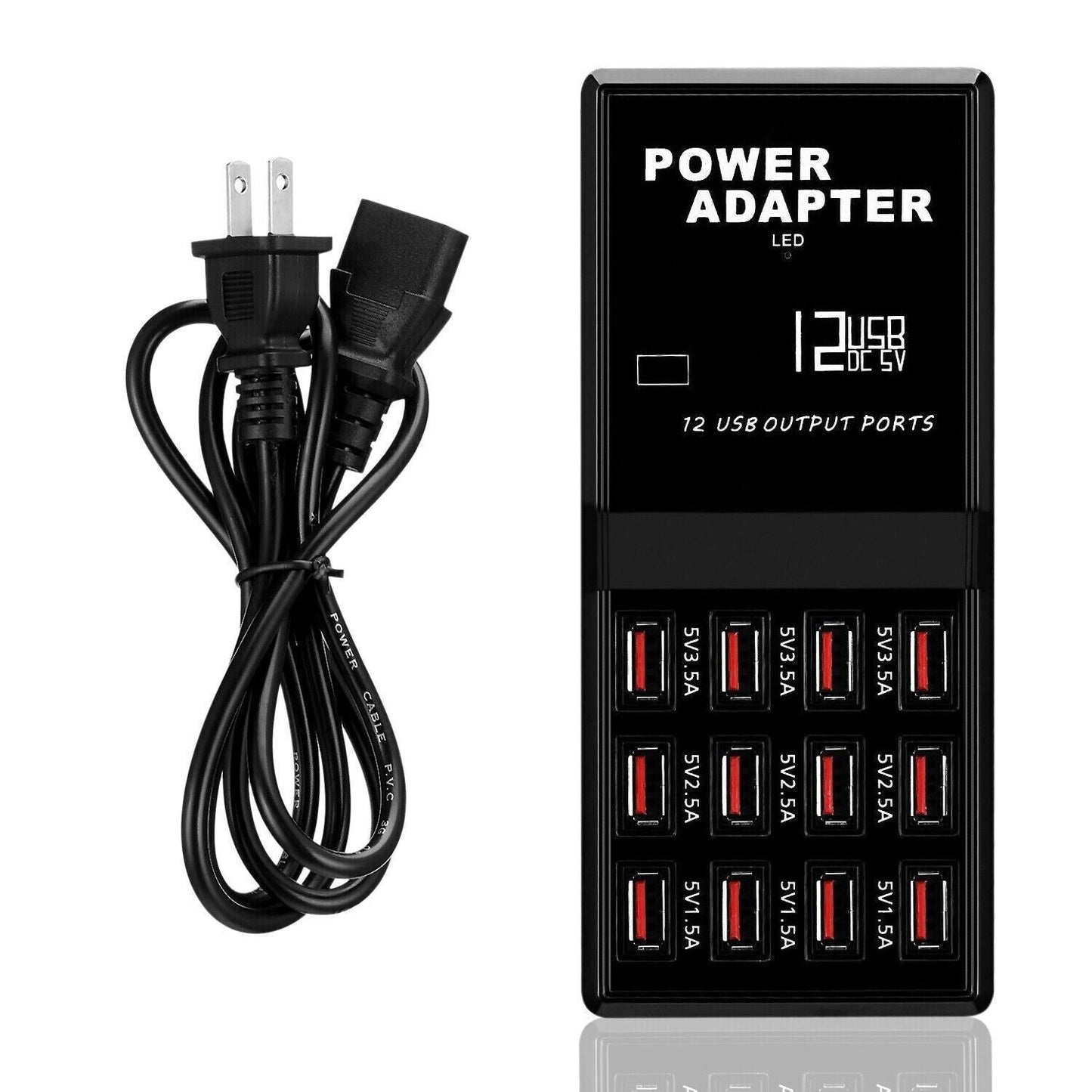 Multi 12 Port USB Charging Station Hub Desktop Wall Cell Phone Charger Organizer - DelightsDownSouth