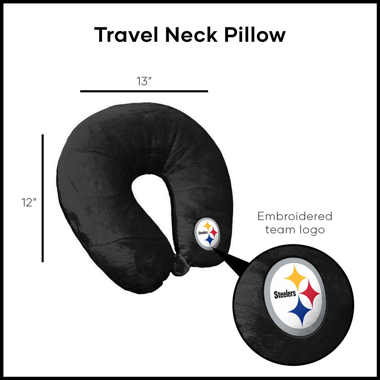 NFL Steelers Applique Neck Pillow 12x13 Inches - DelightsDownSouth