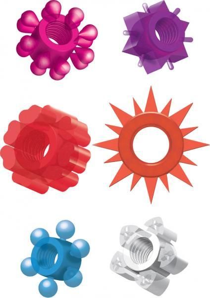 Pleasure Stars Penis Rings 6 Count Assorted Colors - DelightsDownSouth