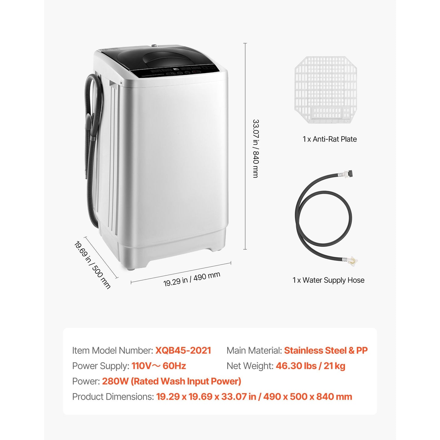 Portable Washing Machine, Portable Washer 1.3 cu.ft with LED Display, Stainless Steel Drum, 8 Wash Programs & 6 Adjustable Water Levels, Portable Washer Machine for Apartments, RVs, and Dorms - DelightsDownSouth