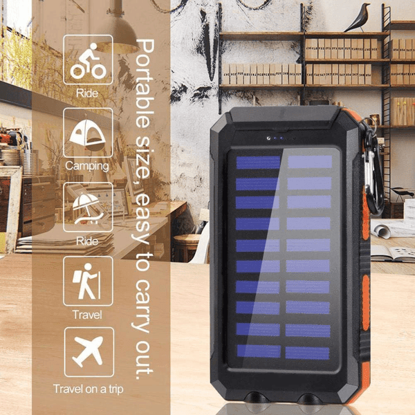 Solar Charger Power Bank 10000mAh Portable solar panels Wireless Fast Charging for Cell Phones, USB C Waterproof Battery Pack for Camping, LED Flashlight - DelightsDownSouth