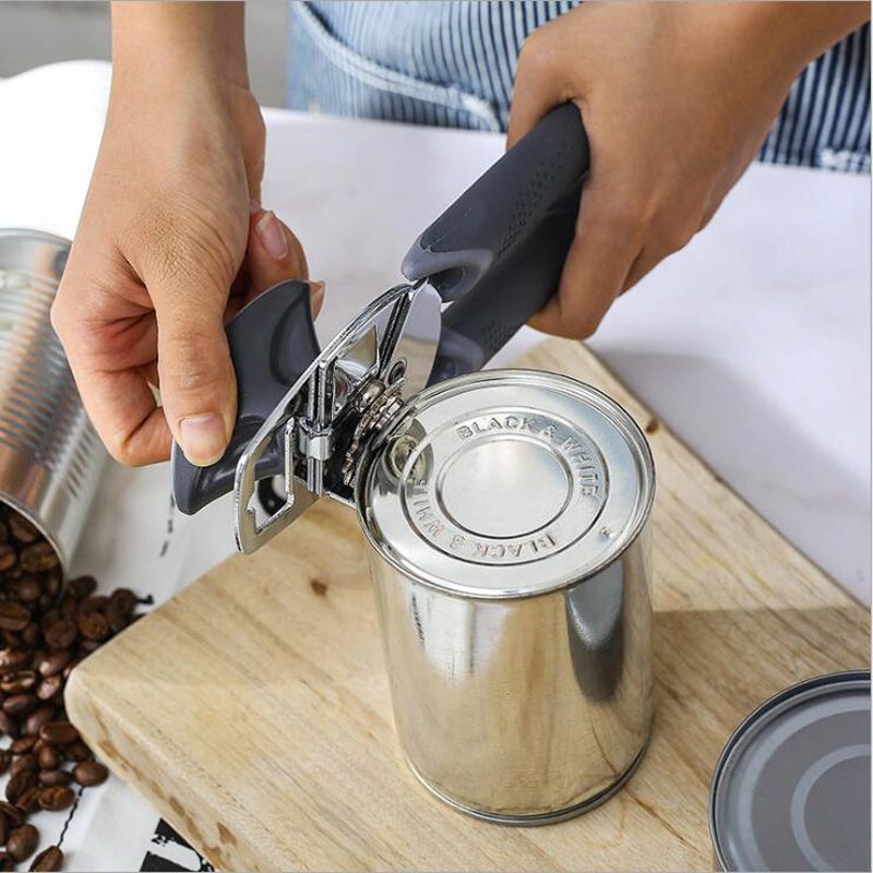 Stainless Steel Can Opener Manual Can Opener with Smooth Edge Heavy Duty Can Opener with Beer Bottle Opener Ergonomic Anti Slip Grip Handle - DelightsDownSouth