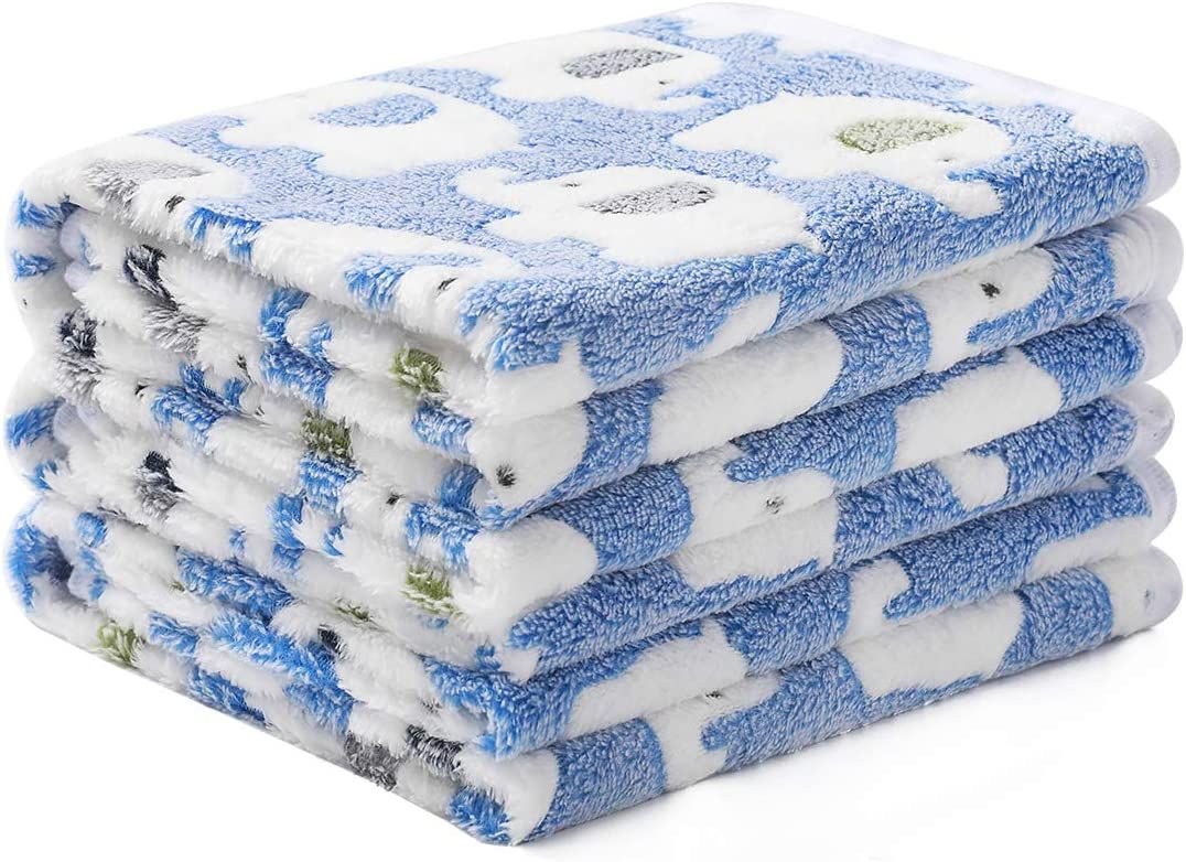 1 Pack 2 Blankets Super Soft Fluffy Premium Cute Elephant Pattern Pet Blanket Flannel Throw for Dog Puppy Cat - DelightsDownSouth