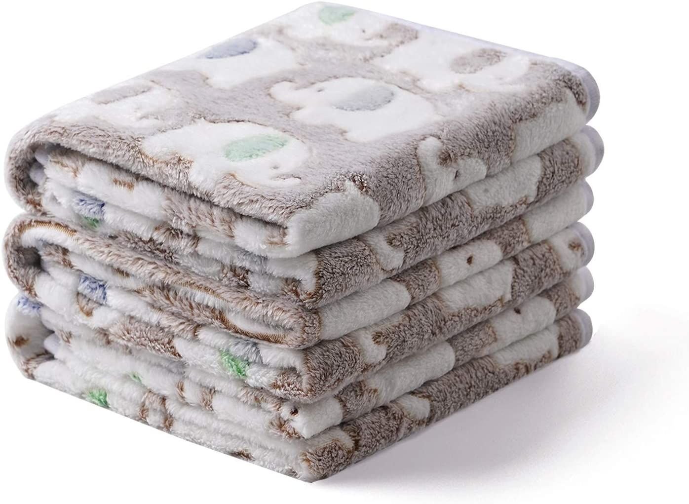 1 Pack 2 Blankets Super Soft Fluffy Premium Cute Elephant Pattern Pet Blanket Flannel Throw for Dog Puppy Cat - DelightsDownSouth