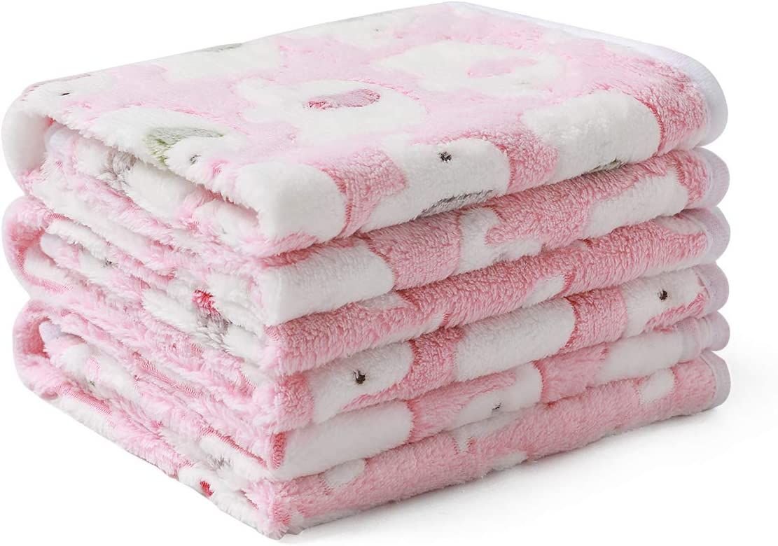 1 Pack 2 Blankets Super Soft Fluffy Premium Cute Elephant Pattern Pet Blanket Flannel Throw for Dog Puppy Cat - DelightsDownSouth