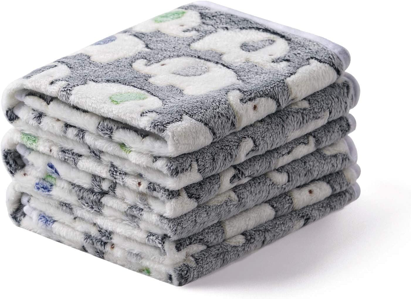 1 Pack 2 Blankets Super Soft Fluffy Premium Cute Elephant Pattern Pet Blanket Flannel Throw for Dog Puppy Cat - DelightsDownSouth