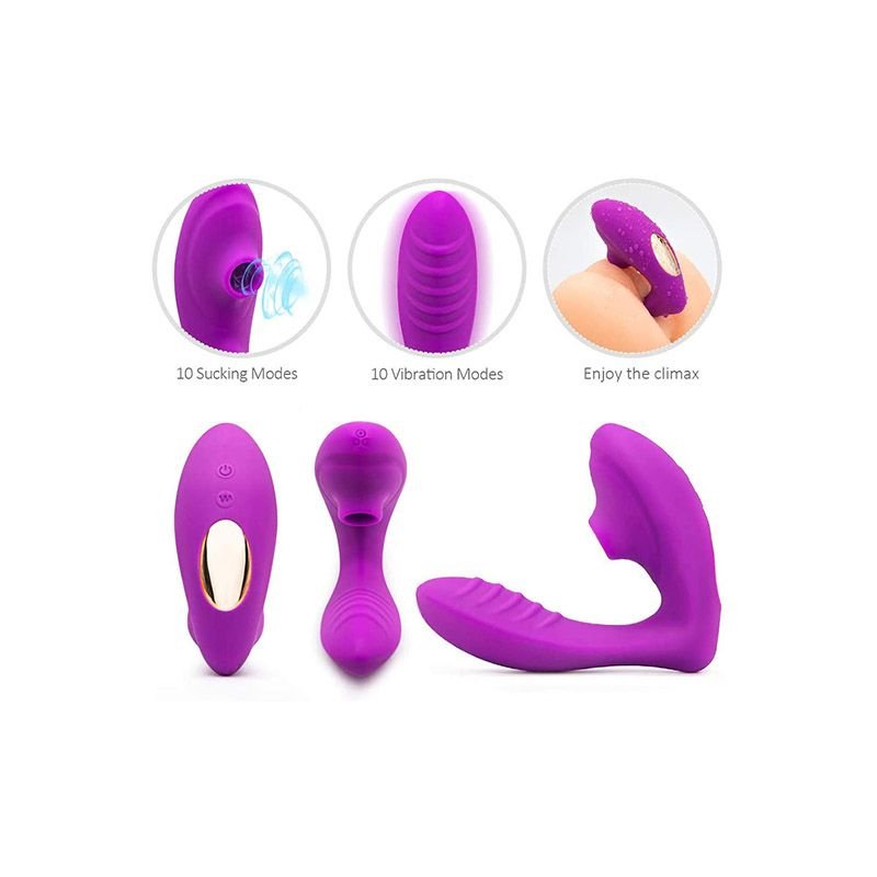10 Levels Dual Motors Clitoral Sucking & G - spot Dildo Vibrator - DelightsDownSouth