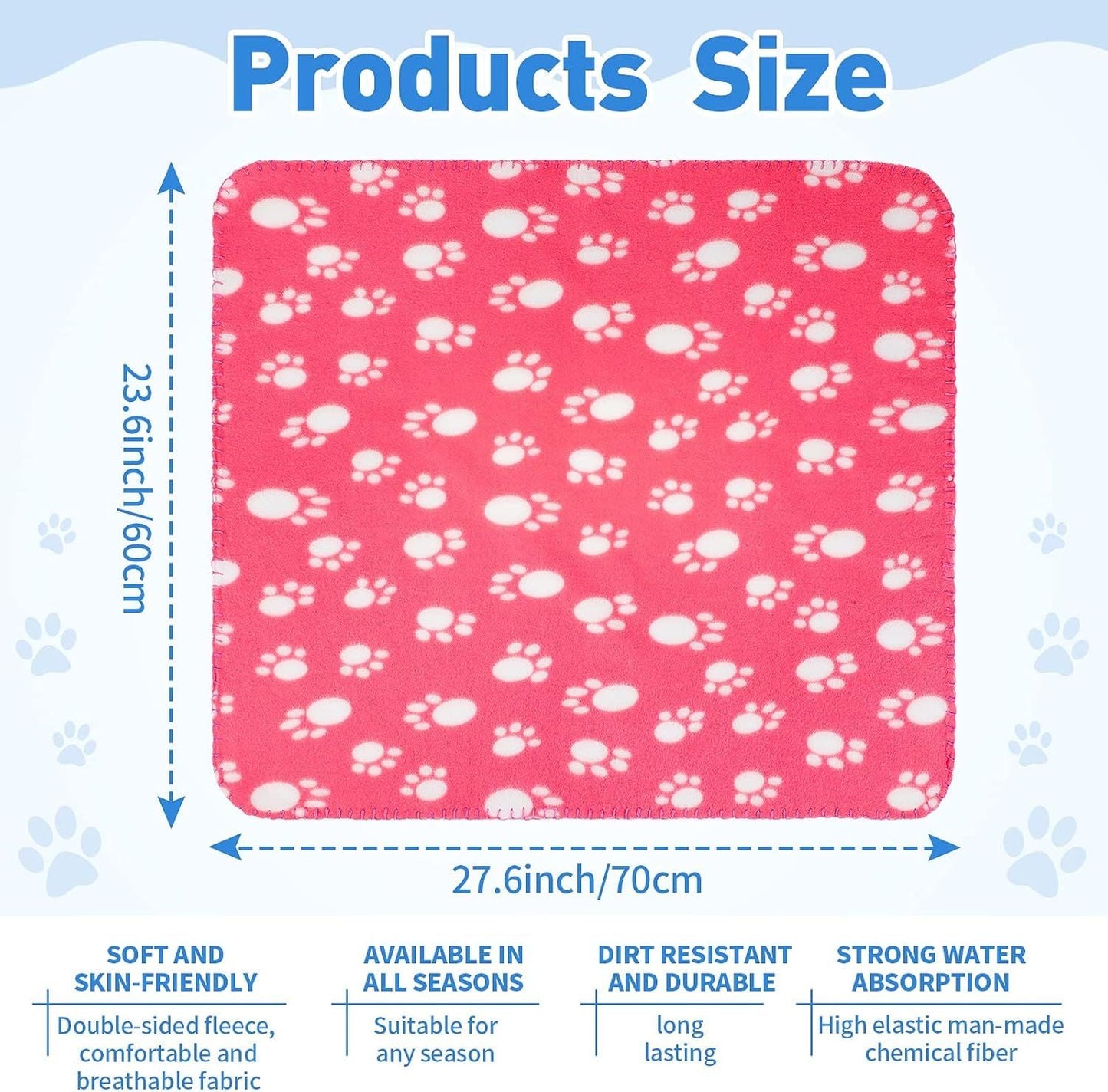 10 Pieces Pet Blankets with Paw Print Dog Cat Fleece Blankets Soft Warm Sleep Mat Pad Bed Cover for Kitten Puppy and Other Small Animals, 24 x 28 Inch - DelightsDownSouth