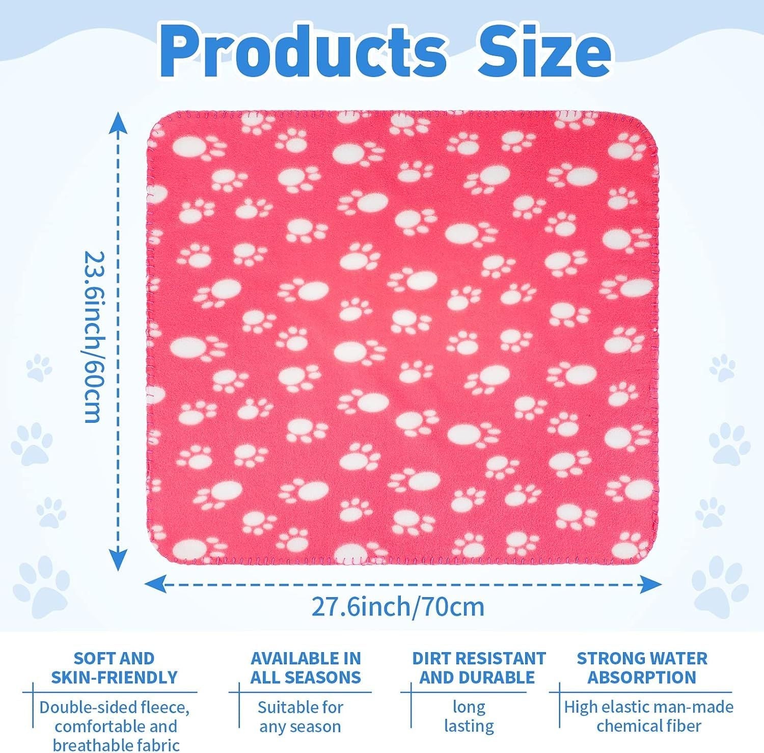 10 Pieces Pet Blankets with Paw Print Dog Cat Fleece Blankets Soft Warm Sleep Mat Pad Bed Cover for Kitten Puppy and Other Small Animals, 24 x 28 Inch - DelightsDownSouth