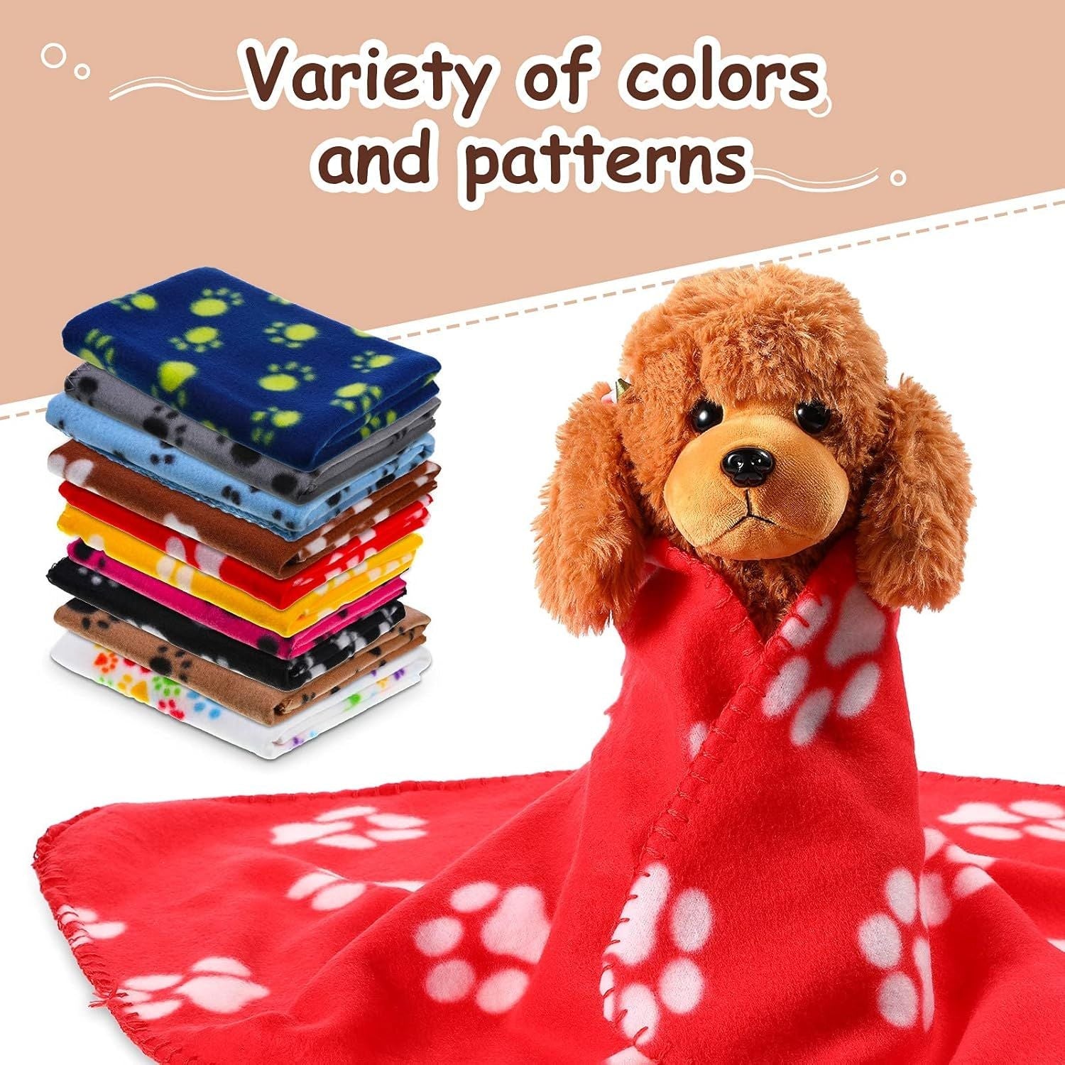 10 Pieces Pet Blankets with Paw Print Dog Cat Fleece Blankets Soft Warm Sleep Mat Pad Bed Cover for Kitten Puppy and Other Small Animals, 24 x 28 Inch - DelightsDownSouth