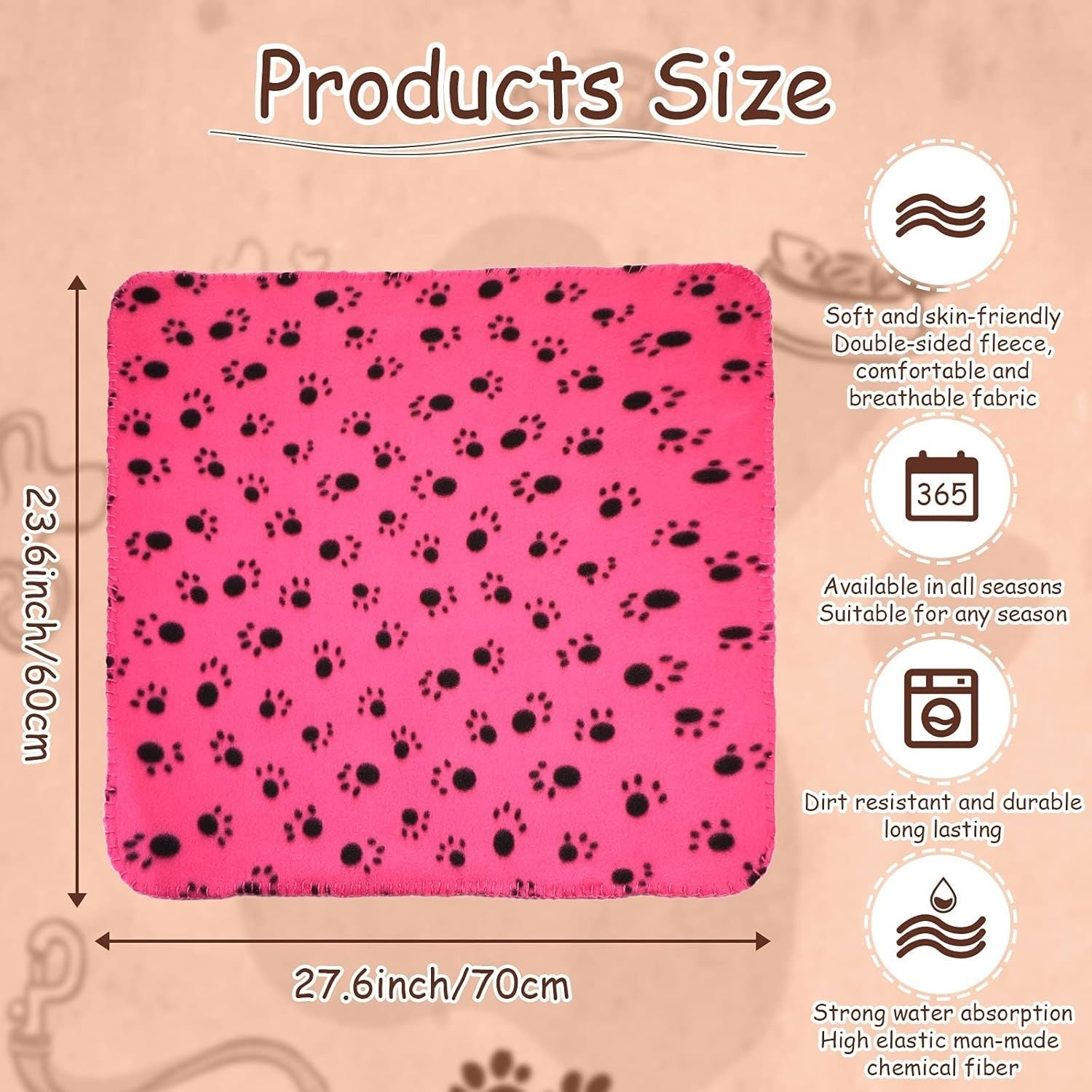 10 Pieces Pet Blankets with Paw Print Dog Cat Fleece Blankets Soft Warm Sleep Mat Pad Bed Cover for Kitten Puppy and Other Small Animals, 24 x 28 Inch - DelightsDownSouth