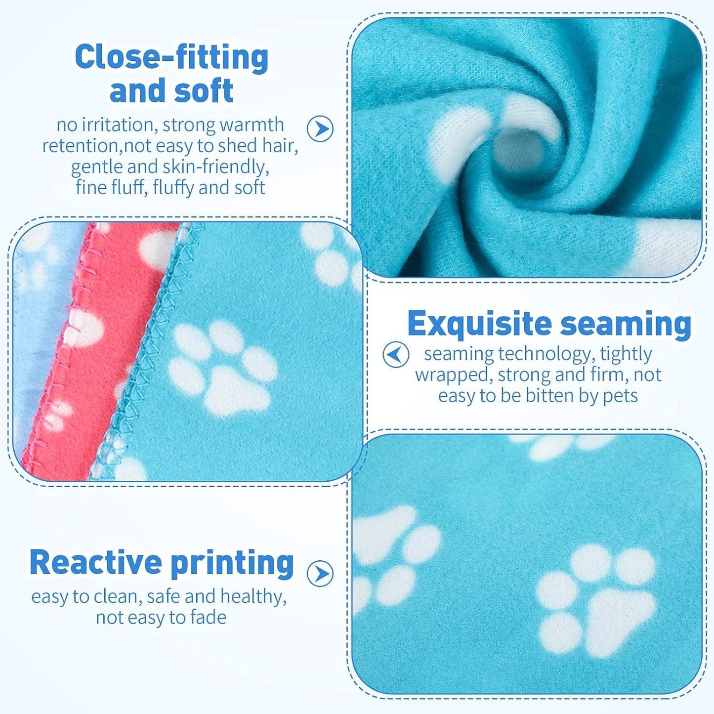 10 Pieces Pet Blankets with Paw Print Dog Cat Fleece Blankets Soft Warm Sleep Mat Pad Bed Cover for Kitten Puppy and Other Small Animals, 24 x 28 Inch - DelightsDownSouth