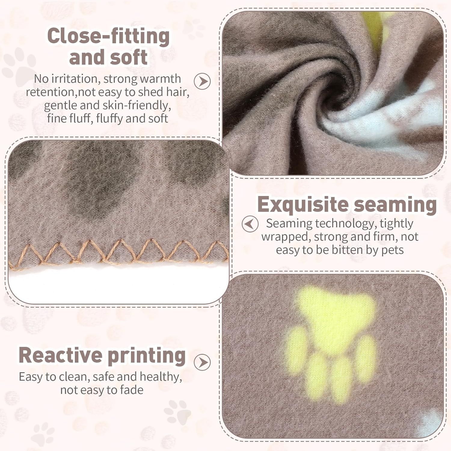 10 Pieces Pet Blankets with Paw Print Dog Cat Fleece Blankets Soft Warm Sleep Mat Pad Bed Cover for Kitten Puppy and Other Small Animals, 24 x 28 Inch - DelightsDownSouth