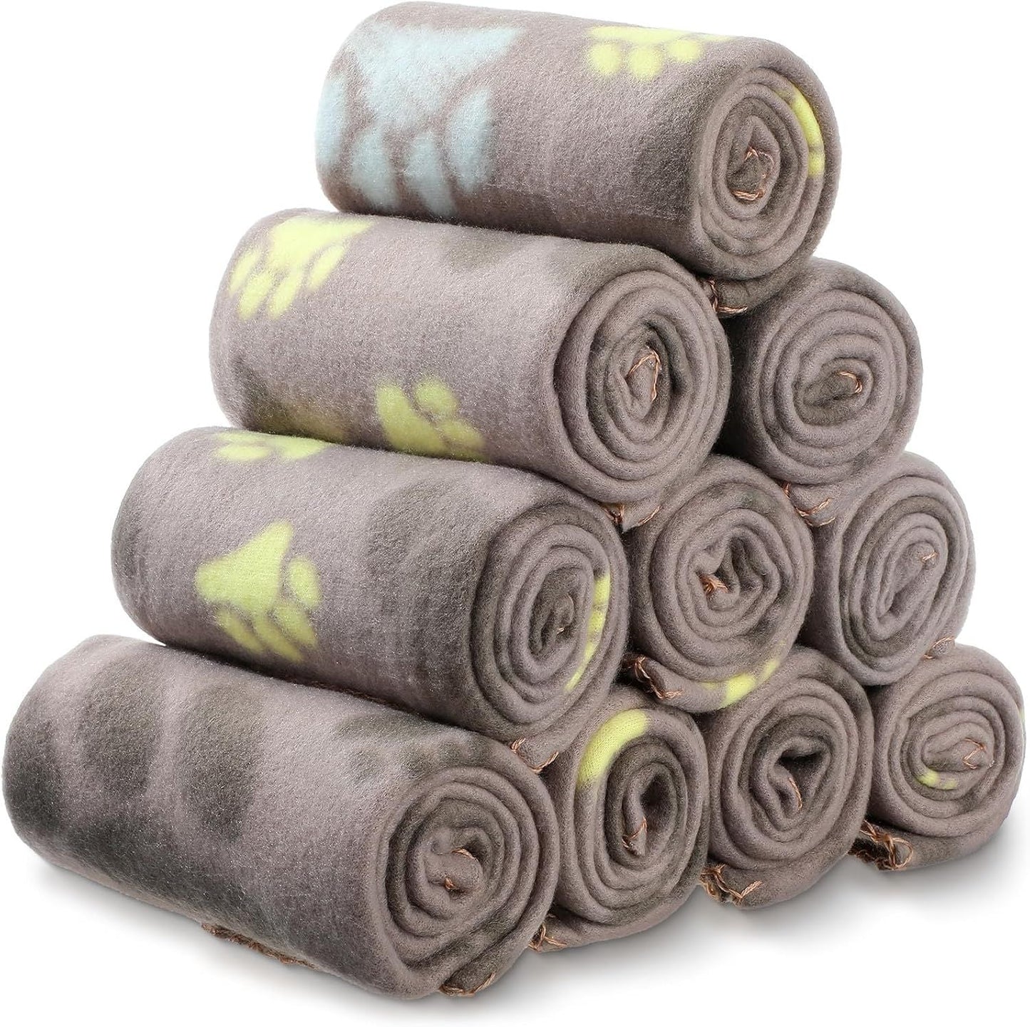10 Pieces Pet Blankets with Paw Print Dog Cat Fleece Blankets Soft Warm Sleep Mat Pad Bed Cover for Kitten Puppy and Other Small Animals, 24 x 28 Inch - DelightsDownSouth