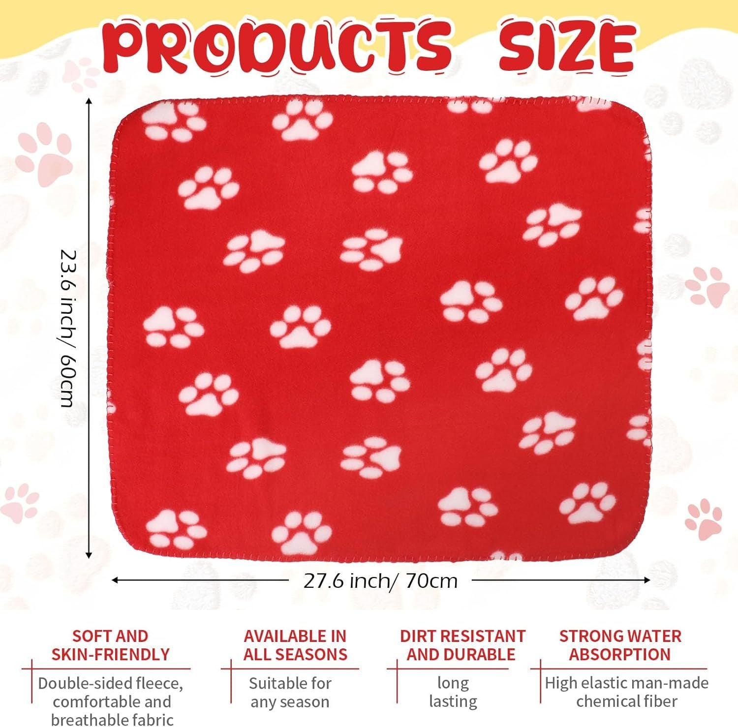 10 Pieces Pet Blankets with Paw Print Dog Cat Fleece Blankets Soft Warm Sleep Mat Pad Bed Cover for Kitten Puppy and Other Small Animals, 24 x 28 Inch - DelightsDownSouth