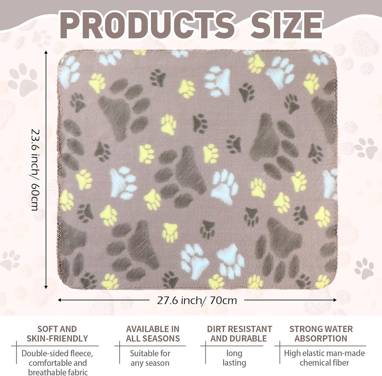 10 Pieces Pet Blankets with Paw Print Dog Cat Fleece Blankets Soft Warm Sleep Mat Pad Bed Cover for Kitten Puppy and Other Small Animals, 24 x 28 Inch - DelightsDownSouth