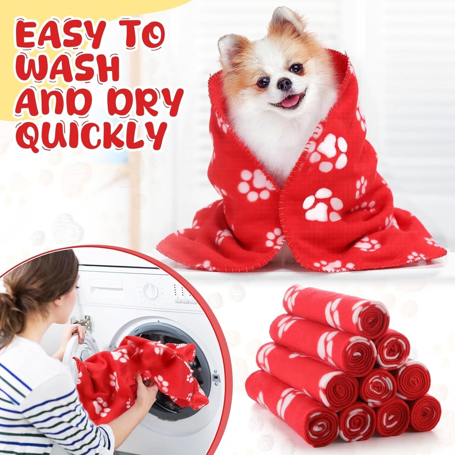 10 Pieces Pet Blankets with Paw Print Dog Cat Fleece Blankets Soft Warm Sleep Mat Pad Bed Cover for Kitten Puppy and Other Small Animals, 24 x 28 Inch - DelightsDownSouth