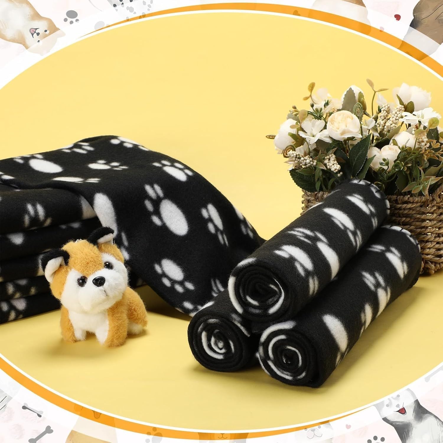 10 Pieces Pet Blankets with Paw Print Dog Cat Fleece Blankets Soft Warm Sleep Mat Pad Bed Cover for Kitten Puppy and Other Small Animals, 24 x 28 Inch - DelightsDownSouth