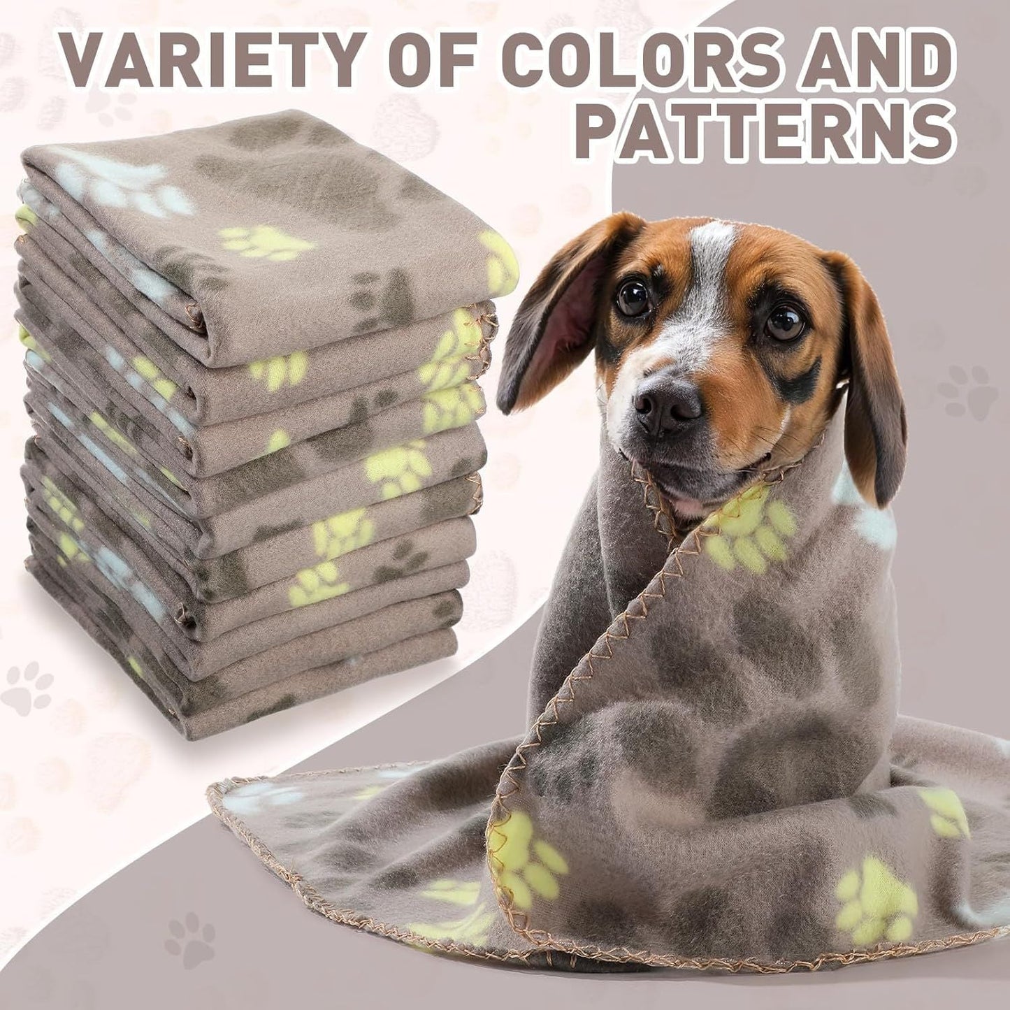 10 Pieces Pet Blankets with Paw Print Dog Cat Fleece Blankets Soft Warm Sleep Mat Pad Bed Cover for Kitten Puppy and Other Small Animals, 24 x 28 Inch - DelightsDownSouth