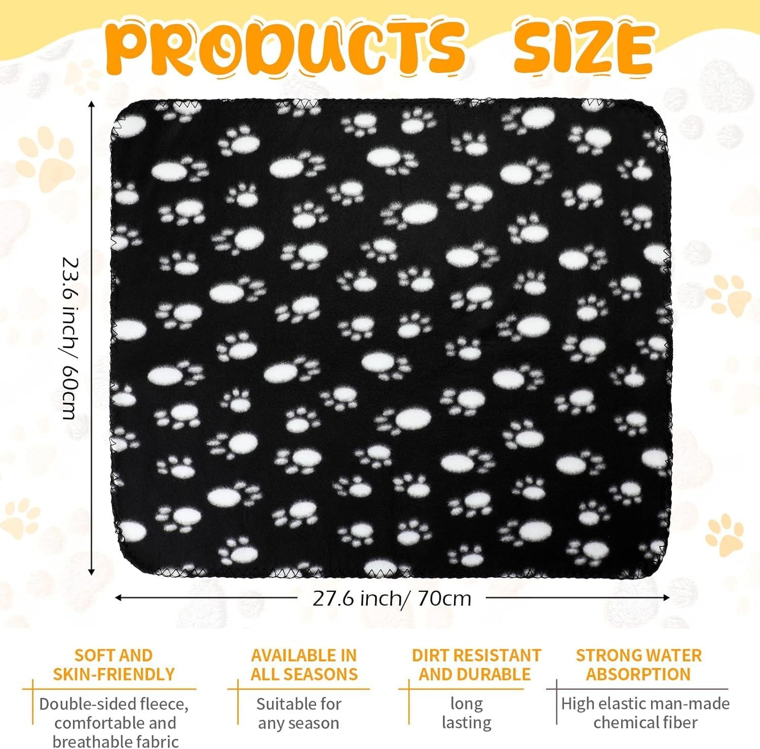 10 Pieces Pet Blankets with Paw Print Dog Cat Fleece Blankets Soft Warm Sleep Mat Pad Bed Cover for Kitten Puppy and Other Small Animals, 24 x 28 Inch - DelightsDownSouth