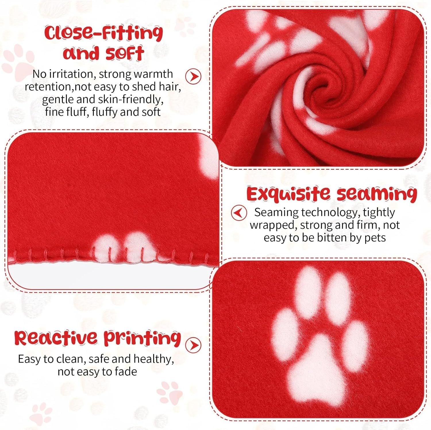 10 Pieces Pet Blankets with Paw Print Dog Cat Fleece Blankets Soft Warm Sleep Mat Pad Bed Cover for Kitten Puppy and Other Small Animals, 24 x 28 Inch - DelightsDownSouth
