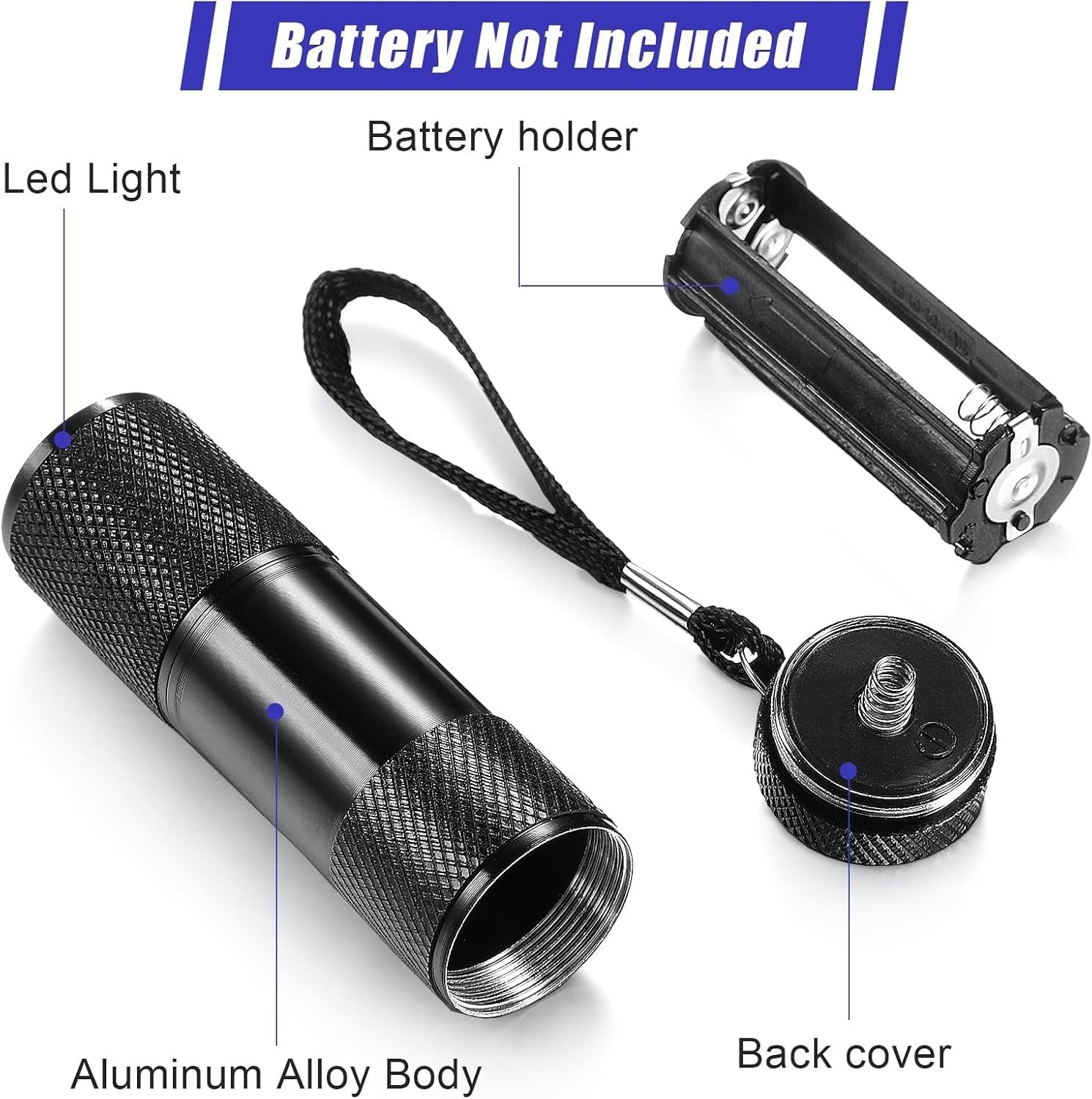 10 Pieces UV Blacklight Flashlights, LED Light, Handheld, Mini Light Torch Detector, Portable UV Flashlight Torch for Pets Stains Urine (Purple Light) - DelightsDownSouth