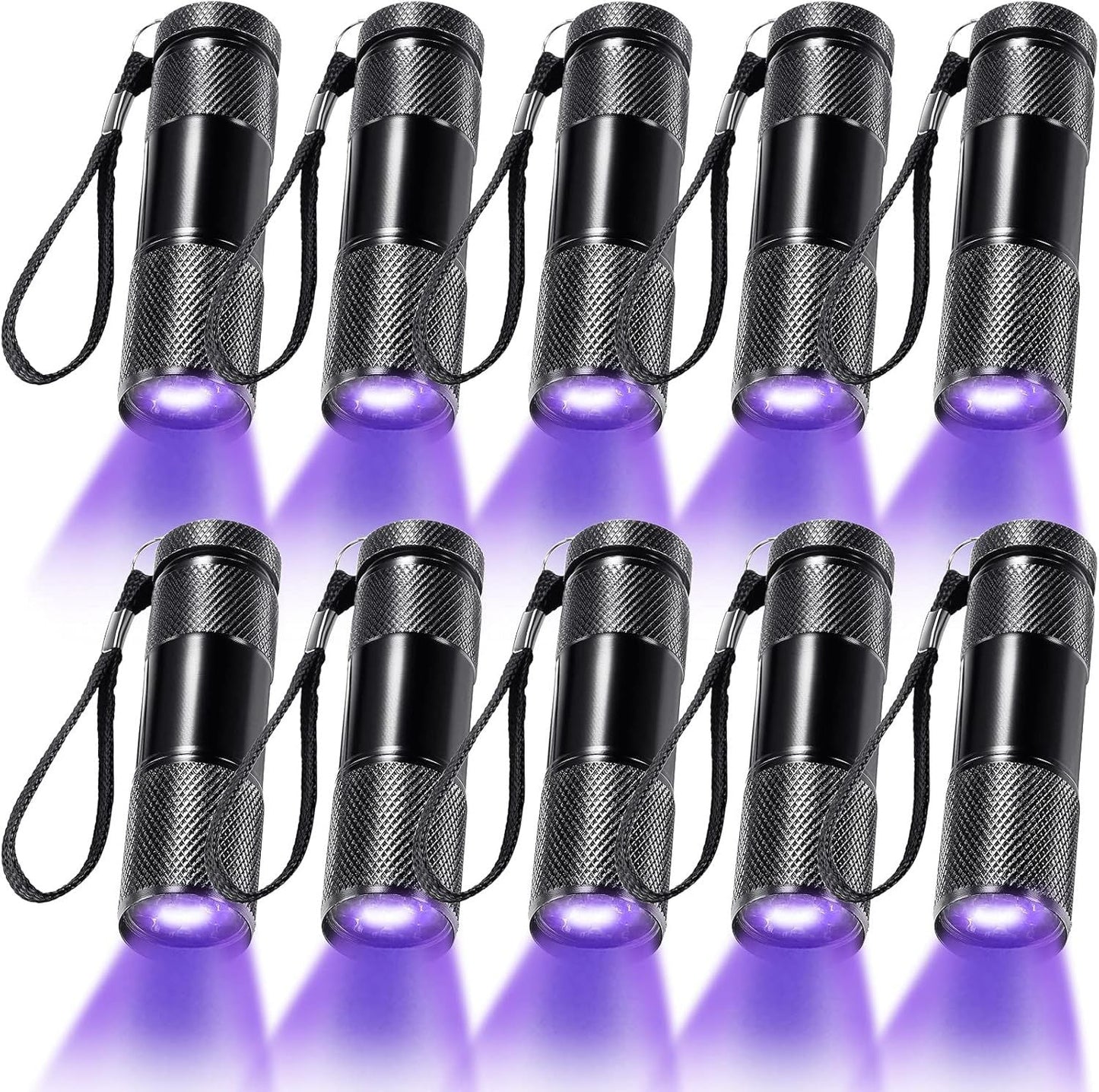 10 Pieces UV Blacklight Flashlights, LED Light, Handheld, Mini Light Torch Detector, Portable UV Flashlight Torch for Pets Stains Urine (Purple Light) - DelightsDownSouth