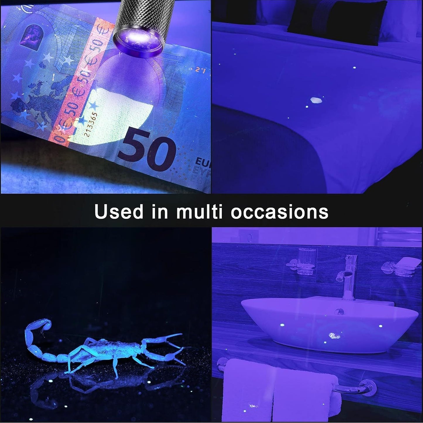 10 Pieces UV Blacklight Flashlights, LED Light, Handheld, Mini Light Torch Detector, Portable UV Flashlight Torch for Pets Stains Urine (Purple Light) - DelightsDownSouth