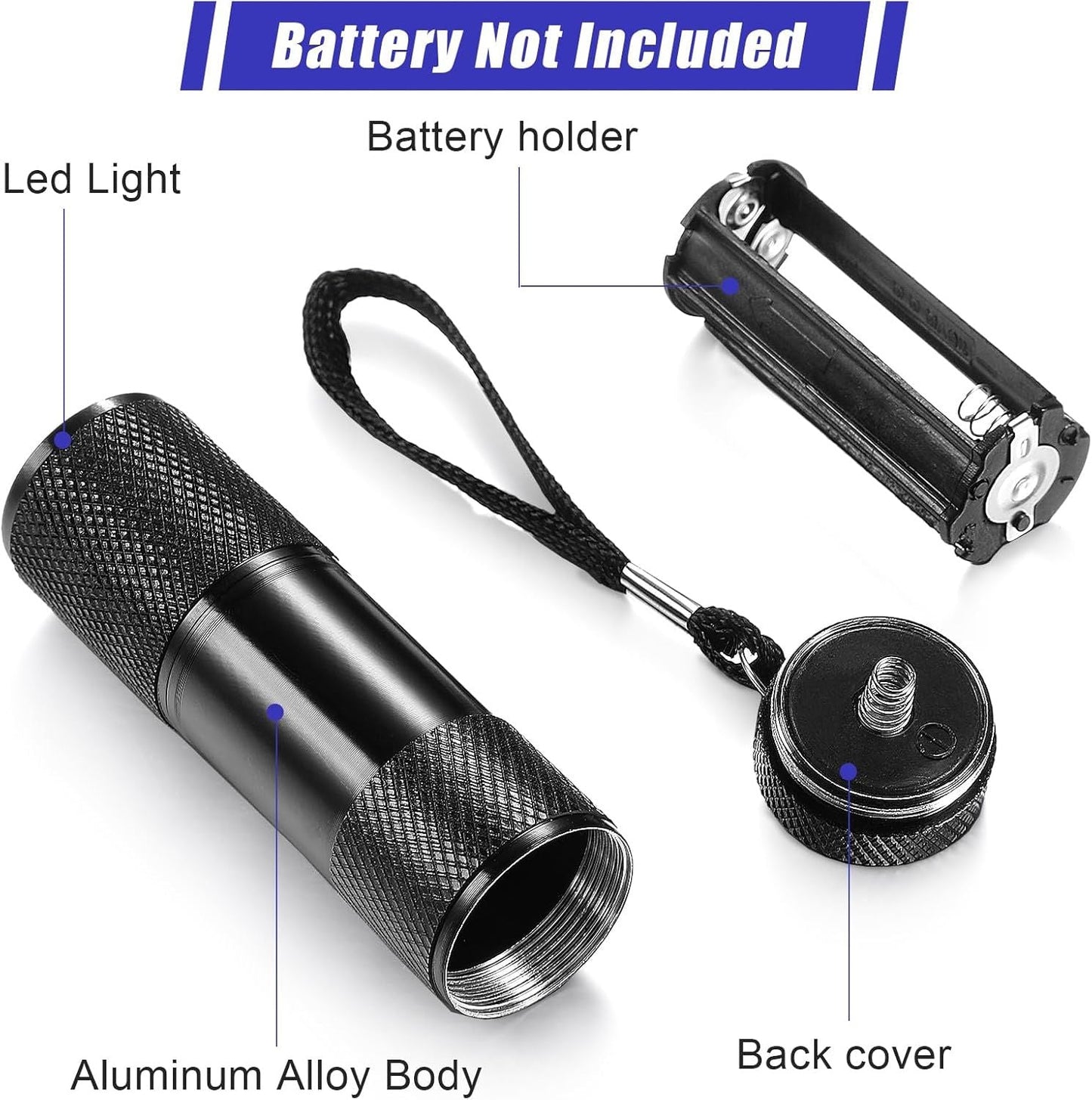 10 Pieces UV Blacklight Flashlights, LED Light, Handheld, Mini Light Torch Detector, Portable UV Flashlight Torch for Pets Stains Urine (Purple Light) - DelightsDownSouth