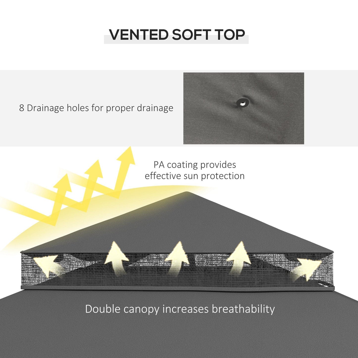 10' x 12' Patio Gazebo with Corner Frame Shelves, Double Roof Outdoor Gazebo Canopy Shelter with Netting, Gray - DelightsDownSouth