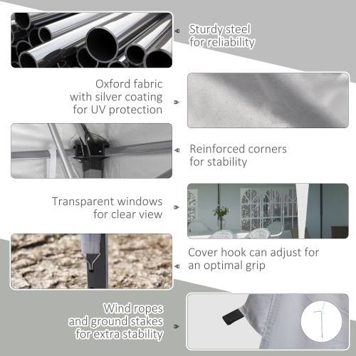 10' x 20' Pop Up Canopy Tent with 4 Sidewalls, Heavy Duty Tents for Parties, Outdoor Instant Gazebo with Carry Bag, for Outdoor, Garden, Patio, White - DelightsDownSouth