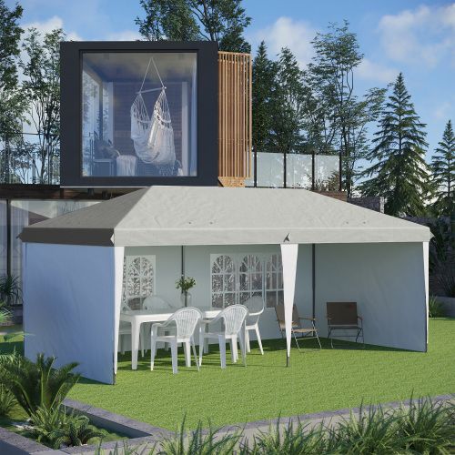 10' x 20' Pop Up Canopy Tent with 4 Sidewalls, Heavy Duty Tents for Parties, Outdoor Instant Gazebo with Carry Bag, for Outdoor, Garden, Patio, White - DelightsDownSouth