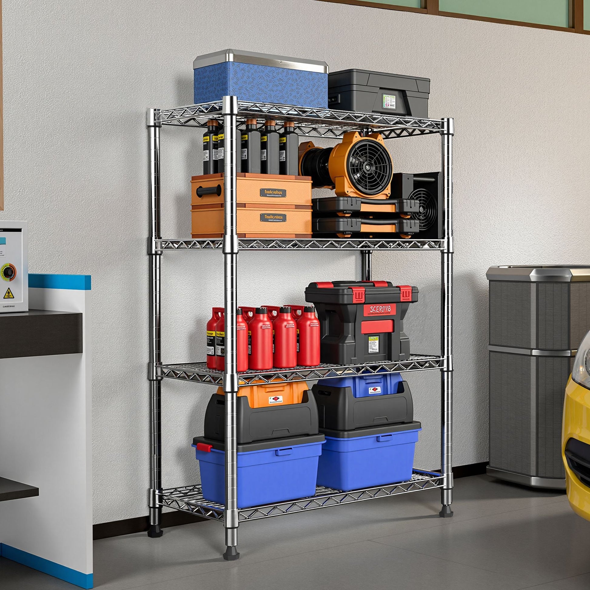 1000 lbs Storage Shelving 4 - Tier Utility Shelving Unit Steel Organizer Wire Rack for Home,Kitchen,Office,Chrome (13.7" D x 23.6" W x 53.4" H) - DelightsDownSouth