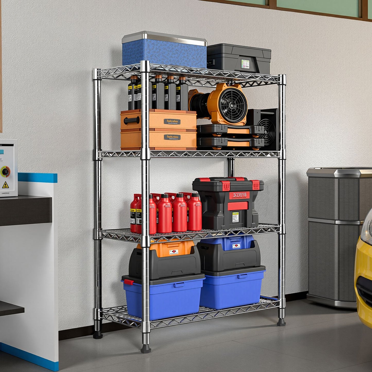 1000 lbs Storage Shelving 4 - Tier Utility Shelving Unit Steel Organizer Wire Rack for Home,Kitchen,Office,Chrome (13.7" D x 23.6" W x 53.4" H) - DelightsDownSouth