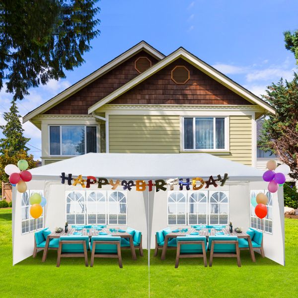 10'X20' Outdoor Party Tent with 4 Removable Sidewalls; Waterproof Canopy Patio Wedding Gazebo; White(Same as this CIN:D0102HGAIAG) - DelightsDownSouth