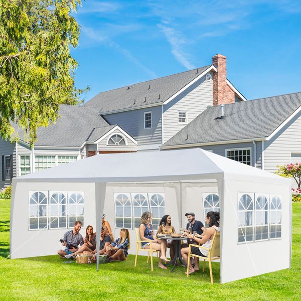 10'X20' Outdoor Party Tent with 4 Removable Sidewalls; Waterproof Canopy Patio Wedding Gazebo; White(Same as this CIN:D0102HGAIAG) - DelightsDownSouth