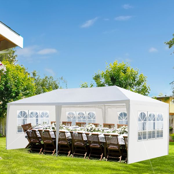 10'X20' Outdoor Party Tent with 4 Removable Sidewalls; Waterproof Canopy Patio Wedding Gazebo; White(Same as this CIN:D0102HGAIAG) - DelightsDownSouth