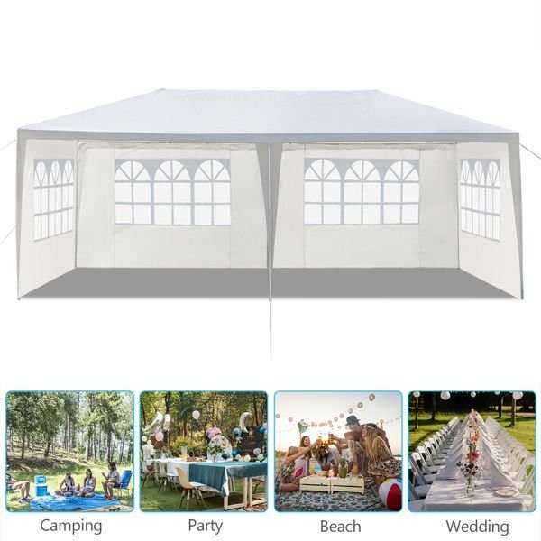 10'X20' Outdoor Party Tent with 4 Removable Sidewalls; Waterproof Canopy Patio Wedding Gazebo; White(Same as this CIN:D0102HGAIAG) - DelightsDownSouth