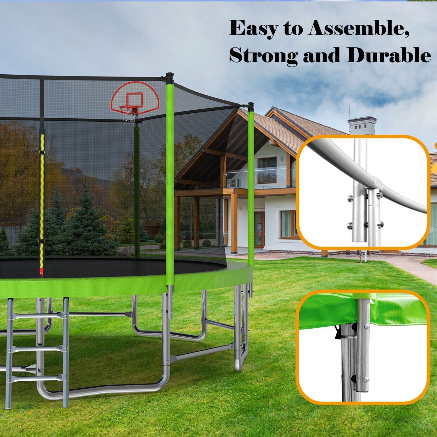 15FT for Kids Children with Safety Enclosure Net Outdoor Backyards Large Recreational Trampoline - DelightsDownSouth