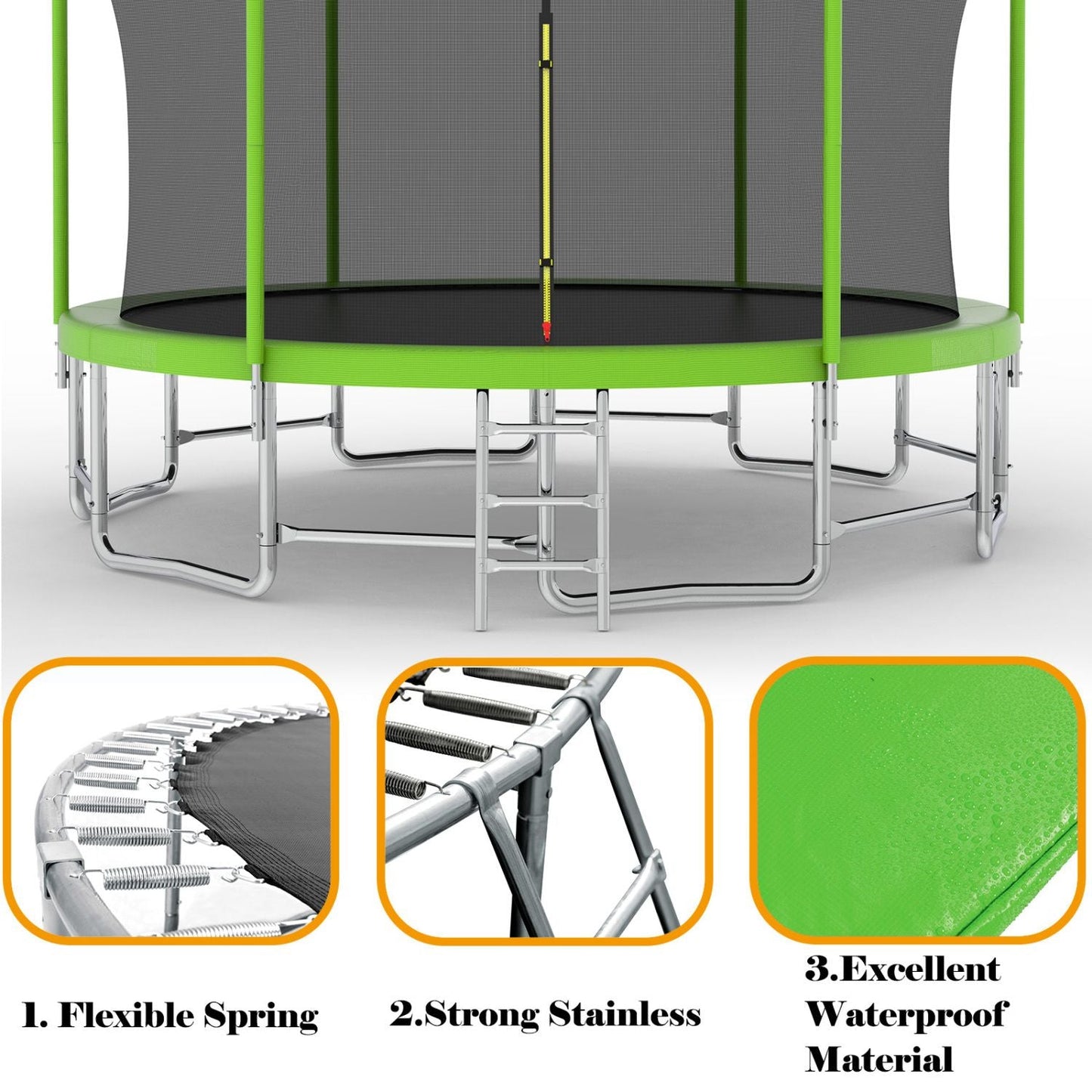 15FT for Kids Children with Safety Enclosure Net Outdoor Backyards Large Recreational Trampoline - DelightsDownSouth