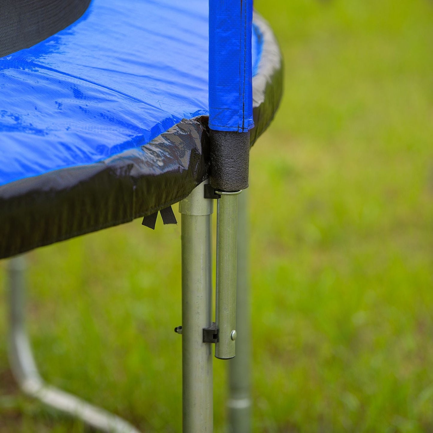 15FT Trampoline with Basketball Hoop Inflator and Ladder, 6pcs extra safety net pole sleeves - Blue - DelightsDownSouth