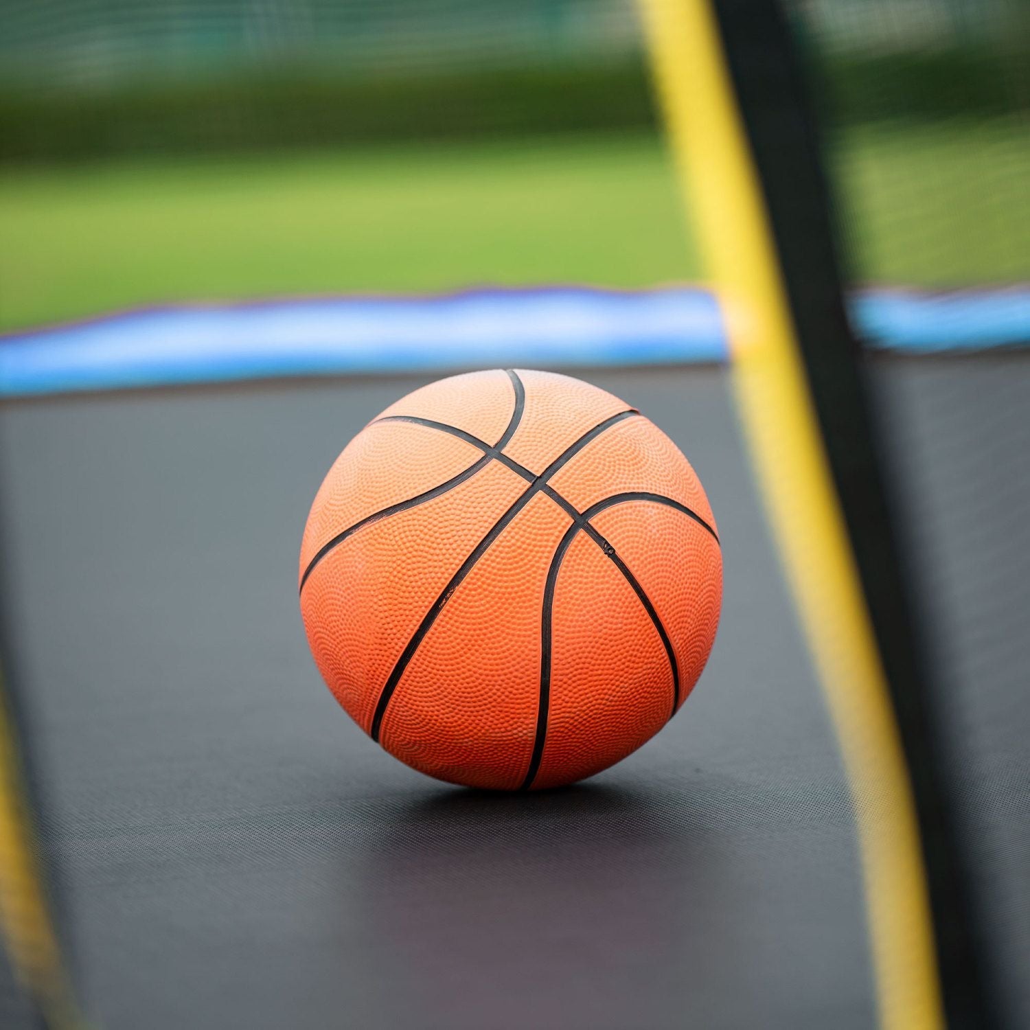 15FT Trampoline with Basketball Hoop Inflator and Ladder, 6pcs extra safety net pole sleeves - Blue - DelightsDownSouth