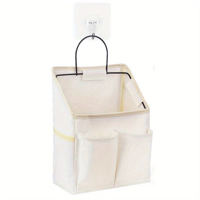 1pc Hanging Storage Bag; Wall Hanging Organiser Basket With Bathroom Pocket; Bedroom; Kitchen; Dormitory Dormitory; Essentials; RV Storage And Organization (Gray) - DelightsDownSouth